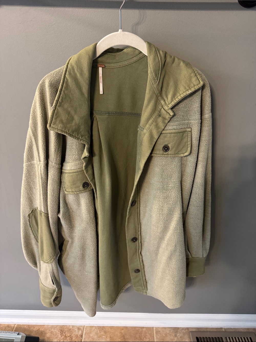 Free People Oversized Olive Green Women’s Fleece Utility Jacket